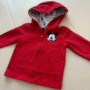 DISNEY VINTAGE RED MICKEY MOUSE BABY CHILD TODDLER ZIP UP HOODIE SIZE 18 MONTHS